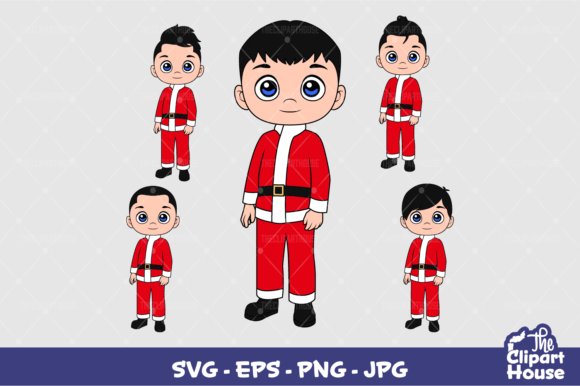 Black Hair Boy Christmas Graphics for Crafts