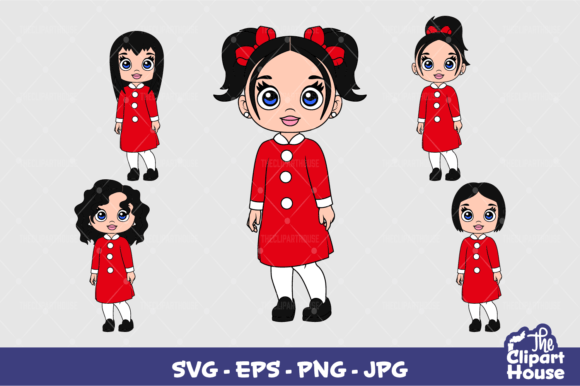 Black Hair Girl Christmas Graphics for Crafts