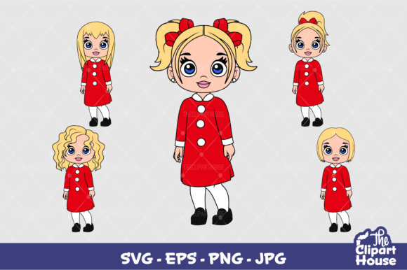 Blonde Girl Christmas Graphics for Crafts