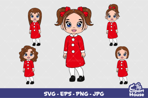 Brunette Girl Christmas Graphics for Crafts
