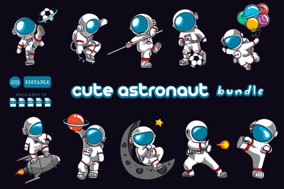 Cute Astronaut Vector Illustration Graphics