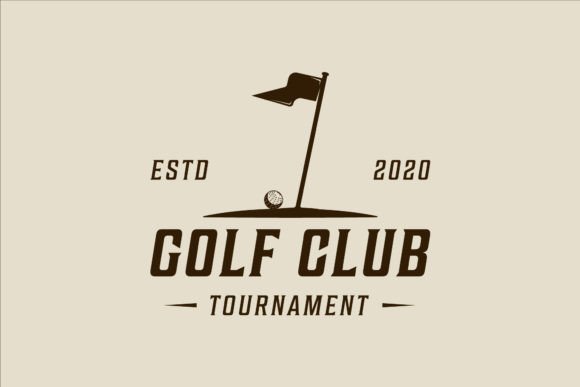 Flag of Golf Club Logo Vector Vintage Graphics