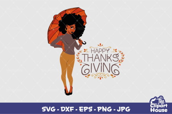 Happy Thanksgiving Woman Graphics for Crafts