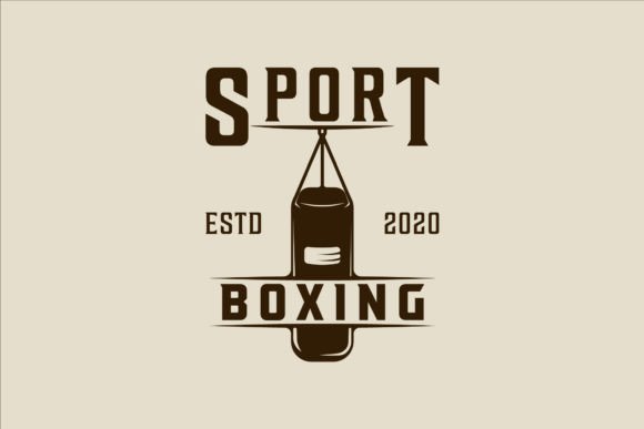 Heavy Punching Bag Boxing Logo Vintage Graphics