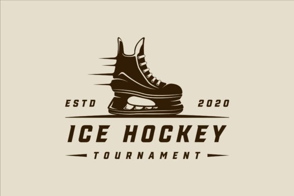Ice Hockey Shoes Logo Vector Vintage Graphics