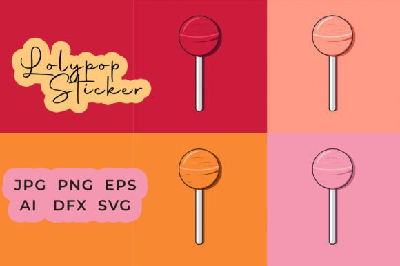 Kawaii Lolypop Chocolate Sticker Vector Graphics
