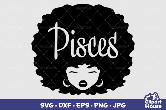 Pisces Afro Woman Graphics for Crafts