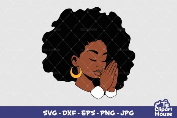 Praying Hands Afro Black Woman Graphics for Crafts