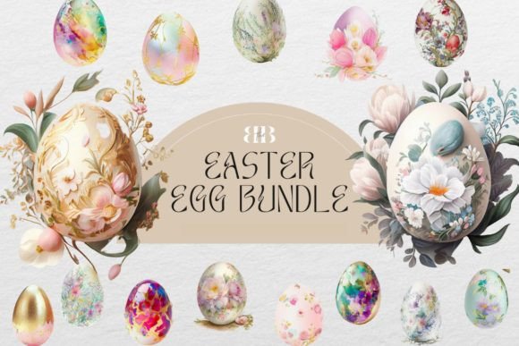 Watercolor Easter Egg Graphics for Spring Crafting